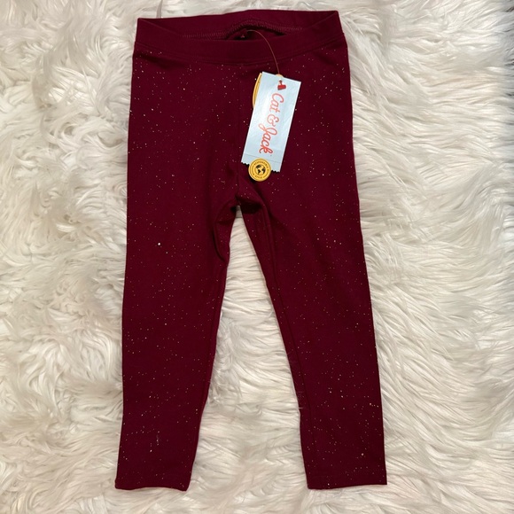 Cat & Jack Toddler Girl Size 2T Burgundy Speckled Stretch Leggings NEW - Picture 2 of 5